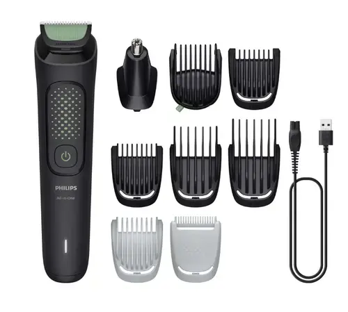 Aparat de tuns multifunctinoal Philips All-in-One Trimmer 3000 Series MG3946/15 9-in-1, 9 accesorii, Autonomie 90 minute, Interval taiere 0.5-16 mm (Negru)