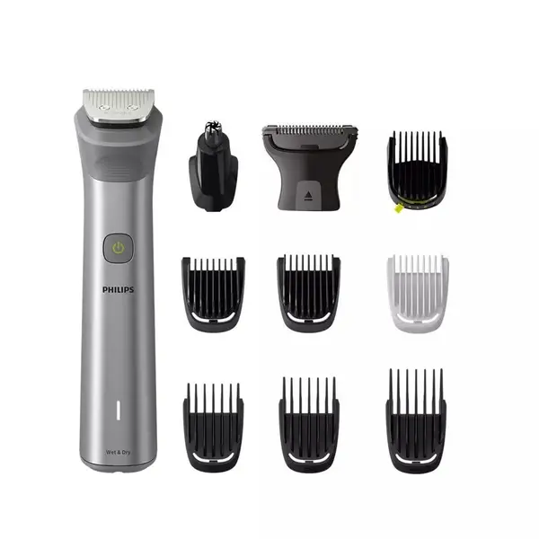 Aparat de tuns multifunctional 11 in 1 PHILIPS Multigroom Series 5000 MG5930/15, acumulator, autonomie 120 min, Gri antracit