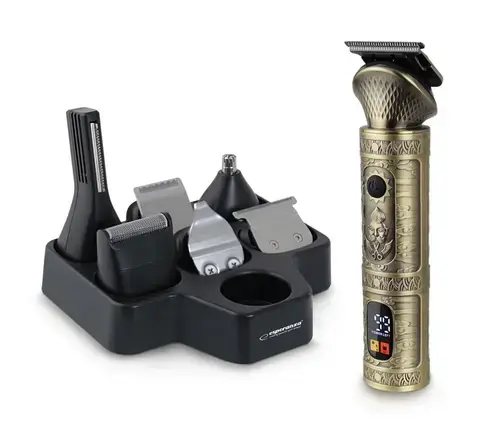 Aparat de tuns multifunctional Esperanza EBC006 7-in-1, Autonomie 90 minute, 8 piepteni, Trimmer (Auriu)