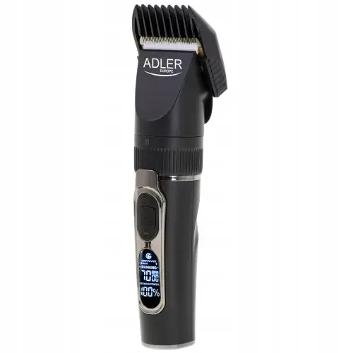 Aparat de tuns profesional cu afisaj LCD Adler AD2837, Autonomie 210 minute, 8 capete incluse (Negru)