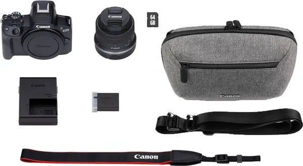 Aparat foto Canon - EOS R50 Travel Kit + Obektiv RF-S 18-45mm f/4.5-6.3 IS STM