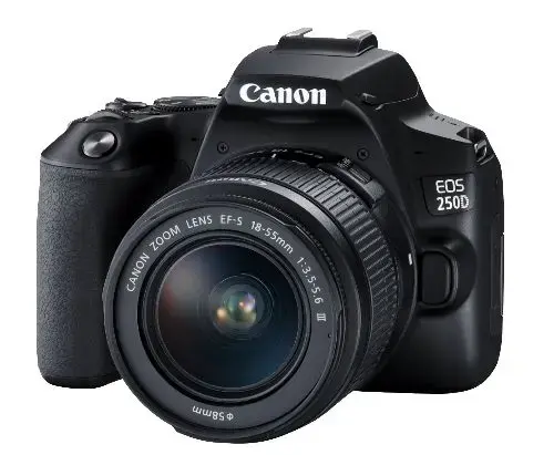 Aparat Foto D-SLR Canon EOS 250D, 24.1 MP, Ecran 3inch LCD, Filmare 4k + EF-S 18-55 mm f/4-5.6 IS STM (Negru)