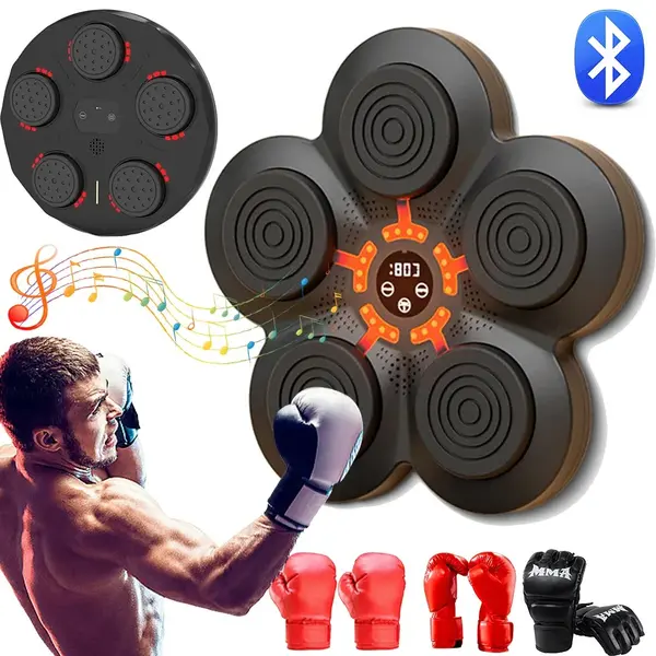 Aparat inteligent de box pentru antrenare reflexe, sincronizare Bluetooth, difuzor stereo, Negru