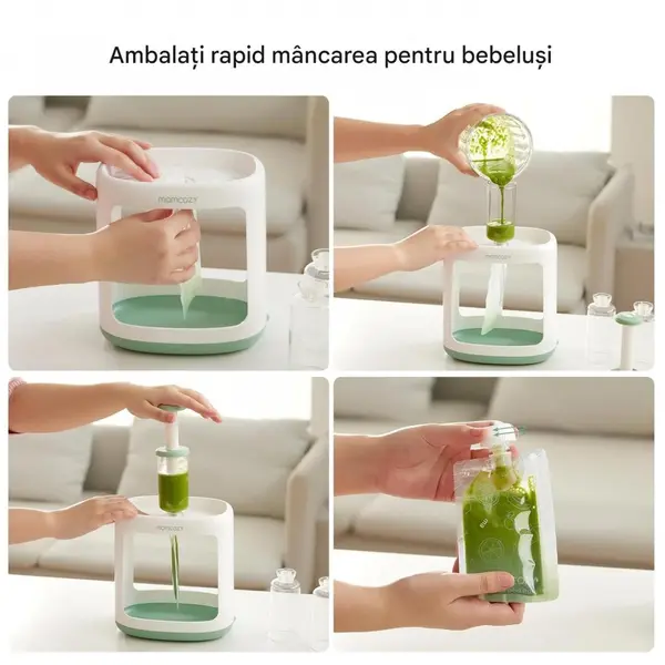 Aparat pentru hrana bebelusilor, fara BPA cu pungi reutilizabile Momcozy