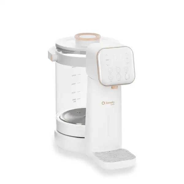 Aparat pentru incalzirea si declorizare apei, Lionelo, Babypresto 2.0, Pentru lapte parf, Lampa UV, Rezervor 3l, Lumina de noapte, Dozare 30- 300 ml, 1200 W, Afisaj digital, Alb