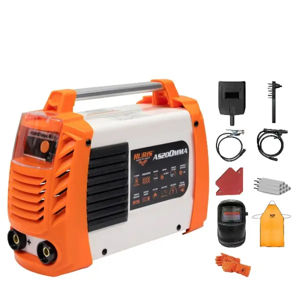 Aparat sudura-Invertor de sudura Ruris AS200MMA, 20-200 A, 7100 W, 50/60 Hz, 230 V, 2.5 mm - 4 mm diametru electrod, IP21S, accesorii incluse