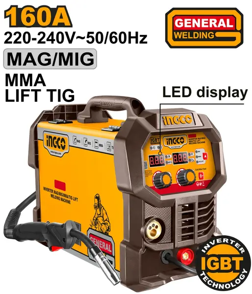 Aparat Sudura MIG/MAG/TIG/MMA 4 in 1 160A INGCO ING-MGT16058