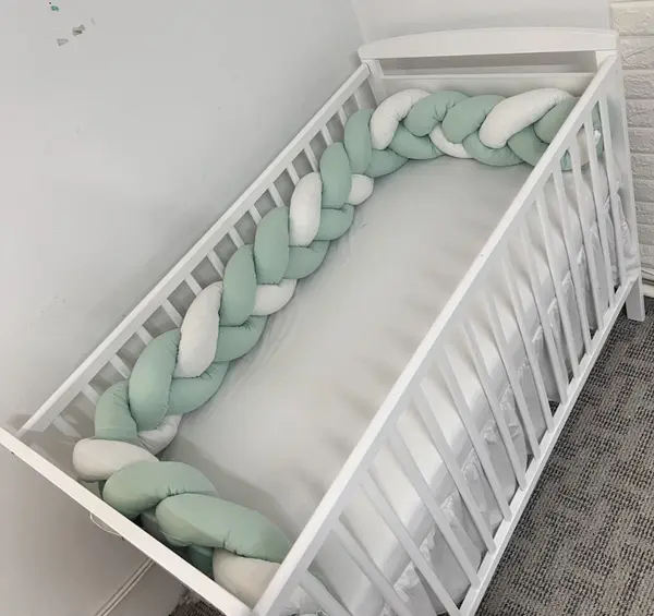 Aparatoare impletita in 3 din bumbac, lungime 240 cm Verde Menta Pal