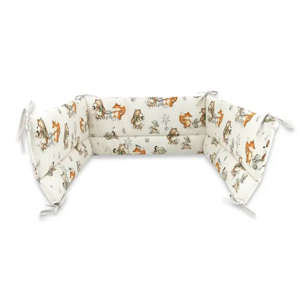 Aparatoare pentru patut, MimiNu, Din bumbac certificat Oeko Tex Standard 100, 180x30 cm, Cu panglici, Design, Time for fun