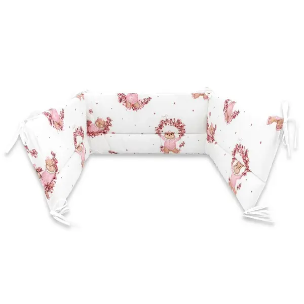 Aparatoare pentru patut, MimiNu, Din bumbac certificat Oeko Tex Standard 100, 180x30 cm, Cu panglici, Design, Betty