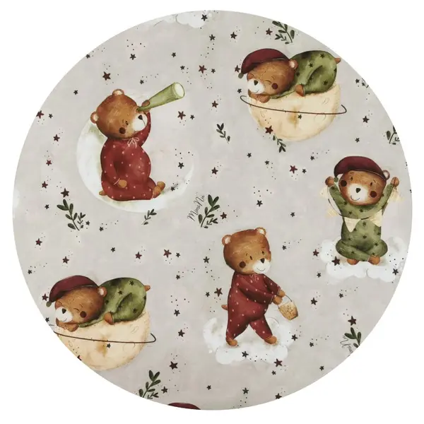 Aparatoare pentru patut MimiNu, tip rulou, cu husa detasabila, lungime 180 cm, din bumbac, Teddy Bear On Moon