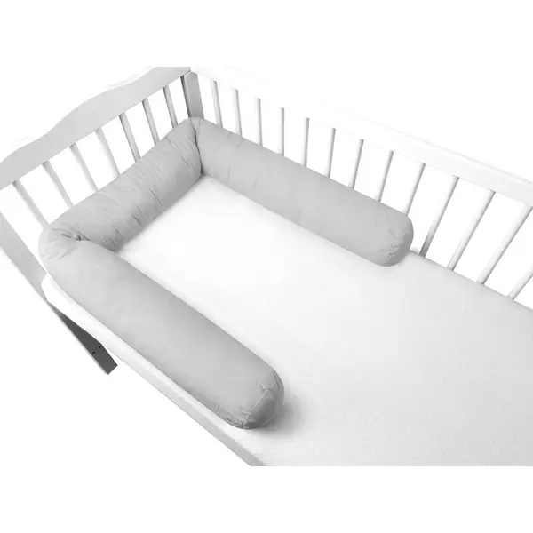 Aparatoare pentru patut, MimiNu, Tip rulou, Cu husa detasabila, Lungime 180 cm, Din bumbac certificat Oeko Tex Standard 100, Colectia Royal, Grey