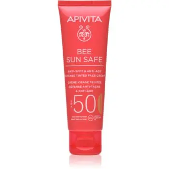 Apivita Bee Sun Safe Anti-Spot and Anti-Age Tinted Face Cream SPF50 crema de fata cu efect de protectie SPF 50