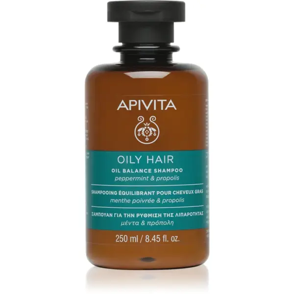 Apivita Oily Hair Oil Balance Shampoo sampon pentru curatarea profunda a scalpului seboreic pentru intarire si stralucire 250 ml