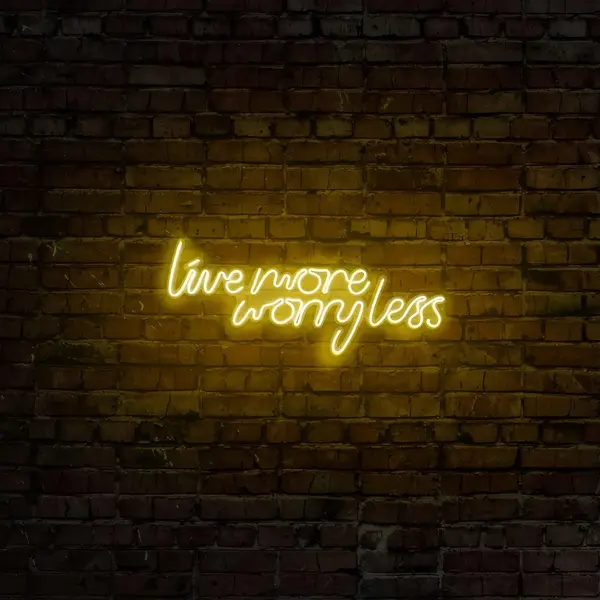 Aplica de Perete Neon Live More Worry Less, 67x36 cm