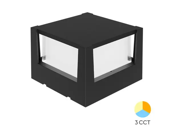 Aplica LED exterior Braytron WALLS-G2 BR-BG38-01581 Patrat, 15W, 1450lm, 3in1, IP65, IK08, Non-Dimabil