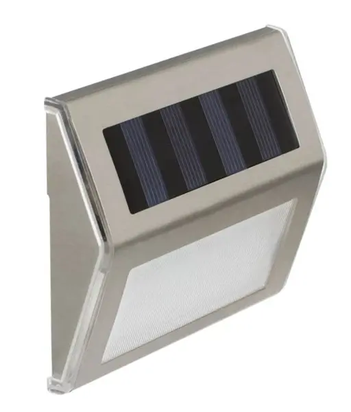 Aplica solara de perete argintie, 2 LED-uri lumina alba, 10x2.3x8.3 cm