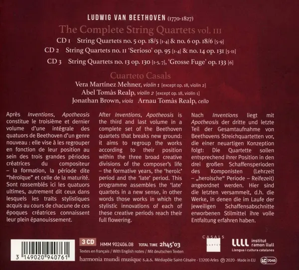 Apotheosis - Ludwig Van Beethoven: The Complete String Quartets | Cuarteto Casals