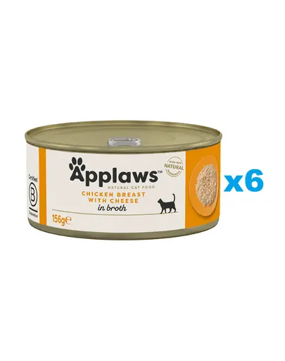 APPLAWS Cat Adult Chicken Breast with Cheese in Broth 6x156 g set conserve pentru pisici, piept pui cu branza