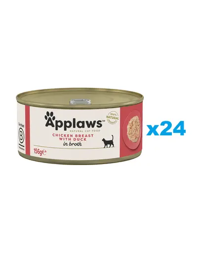 APPLAWS Cat Adult Chicken Breast with Duck in Broth Conserve pentru pisici adulte, cu pui si rata 24x156g