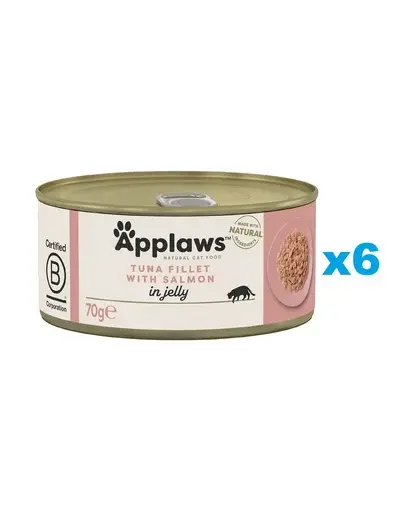 APPLAWS Cat Adult Tuna Fillet with Salmon in Jelly Conserve hrana pentru pisica senior, cu ton si somon in aspic 6x70g