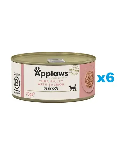 APPLAWS Cat Adult Tuna with Salmon in Broth Conserve mancare pisici, cu ton si somon in sos 6x70 g