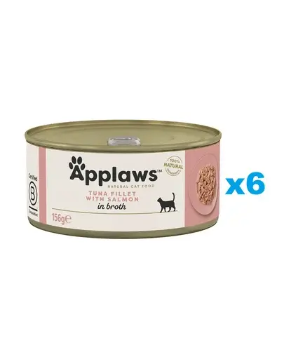 APPLAWS Cat Adult Tuna with Salmon in Broth Mancare umeda pisici, cu ton si somon in sos 6x156 g