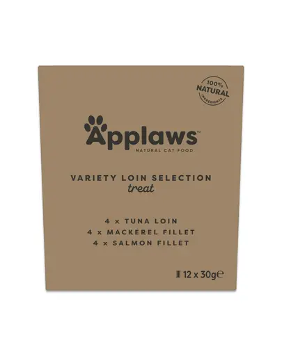 APPLAWS Cat Multipack 12 x 30 g, mix de gustări cu fâșii de carne fragedă și fileuri pentru pisici