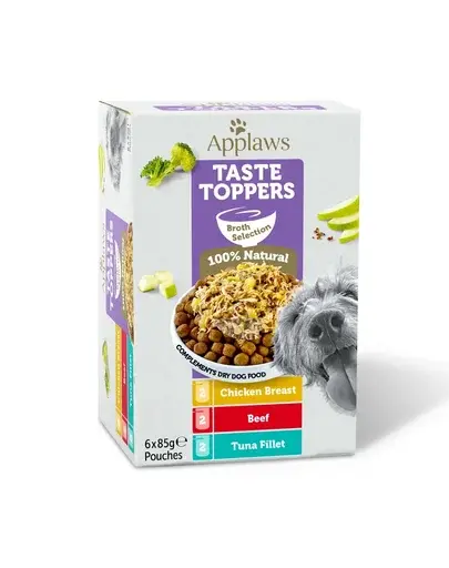 APPLAWS Dog Taste Toppers Broth Selection Multipack 6x85 g mix arome plic în supă