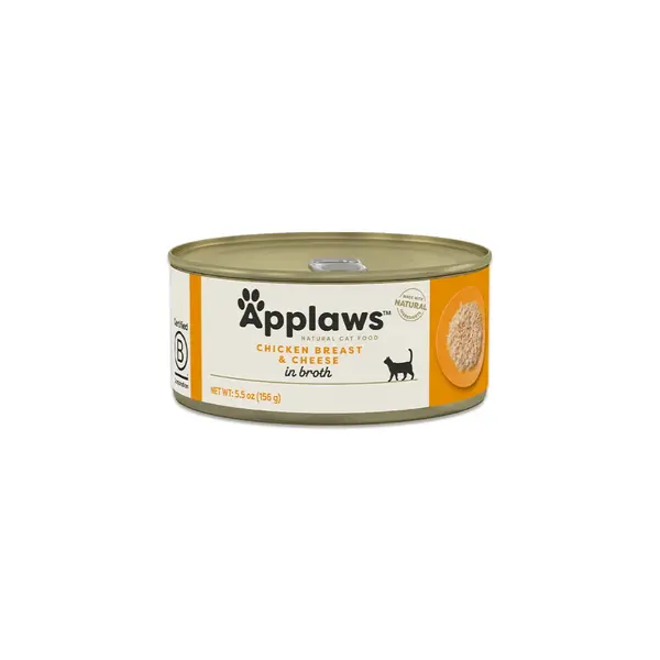 APPLAWS Piept, Pui și Brânză, conservă hrană umedă pisici, (în supă), 156g