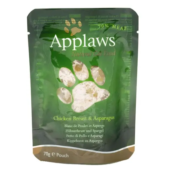 APPLAWS Plic hrană umedă pt pisici, cu Piept de Pui şi Sparanghel 70g