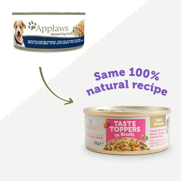 APPLAWS, Pui, Somon și Legume, conservă hrană umedă câini, (în supă), 156g