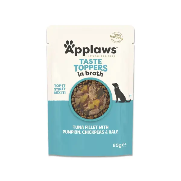 APPLAWS Taste Toppers, XS-XL, Ton și dovleac, plic hrană umedă fără cereale câini, (în supă), 85g