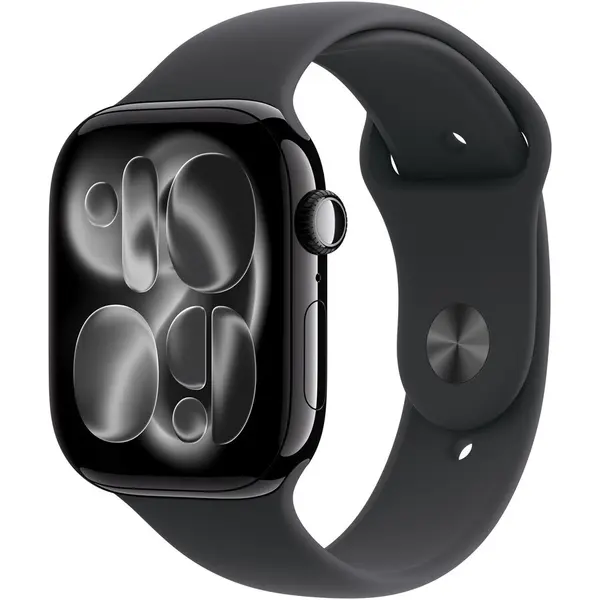 Apple Apple Watch 11 GPS, Carcasa Jet Black Aluminium 42mm, Black Sport Band - M/L