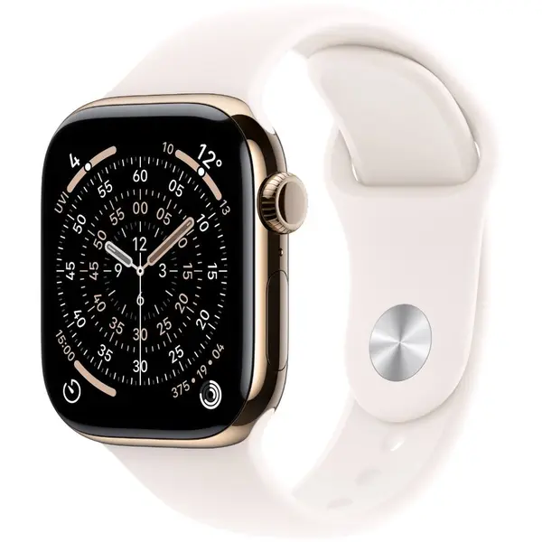Apple Apple Watch 11 GPS + Cellular, Carcasa Gold Titanium 42mm, Light Blush Sport Band - M/L