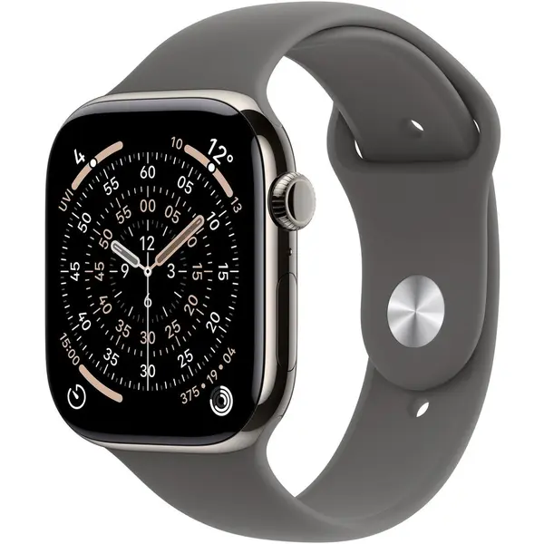 Apple Apple Watch 11 GPS + Cellular, Carcasa Natural Titanium 46mm, Stone Grey Sport Band - S/M