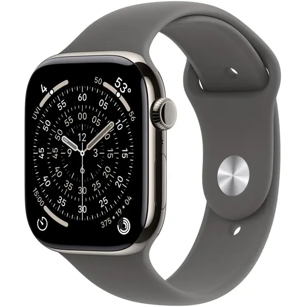 Apple Apple Watch 11 GPS + Cellular, Carcasa Natural Titanium 42mm, Stone Grey Sport Band - M/L