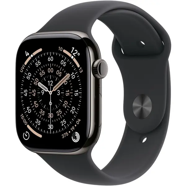 Apple Apple Watch 11 GPS + Cellular, Carcasa Slate Titanium 46mm, Black Sport Band - M/L