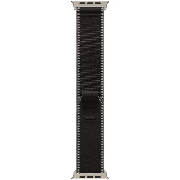 Apple Apple Watch 49mm Loop: Black/Charcoal Trail Loop - S/M - Natural Titanium Finish