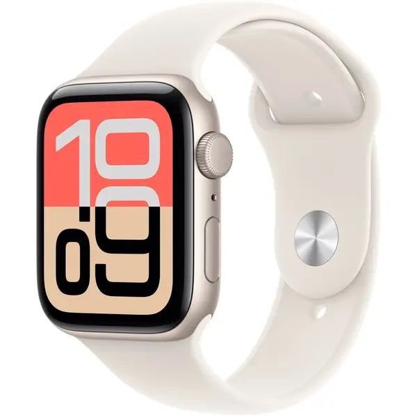 Apple Apple Watch SE (2025), GPS, Carcasa Starlight Aluminium 40mm, Starlight Sport Band - S/M