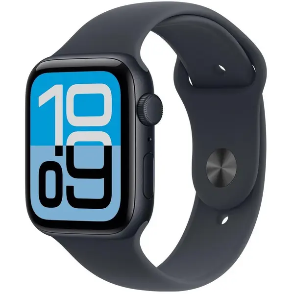 Apple Ceas inteligent Apple Watch SE 3, GPS, 40mm, Carcasa din aluminiu Midnight, Curea sport Midnight, masura S/M, Negru