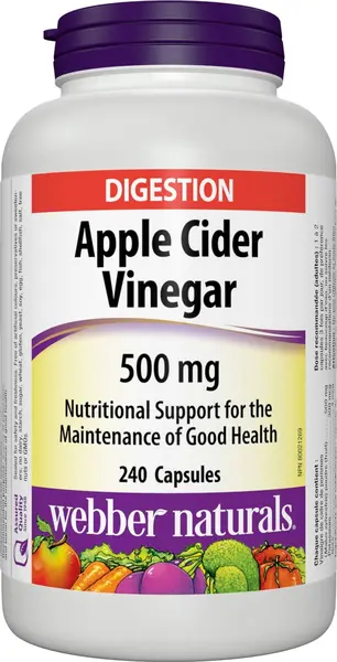 Apple Cider Vinegar, 500 mg, 240 capsule, Webber Naturals