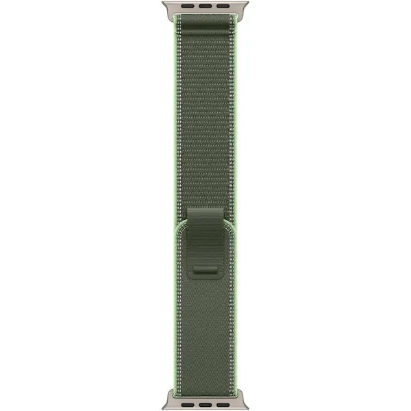 Apple Curea Apple MFT44ZM/A, pentru Apple Watch 49mm, Verde/Neon Trail Loop, marime S/M, Natural Titanium Finish