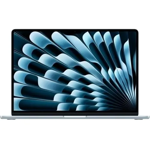 Apple Laptop Apple MacBook Air 15.3 cu procesor Apple M5, 10 nuclee CPU, 10 nuclee GPU, 24GB RAM, 512GB SSD, Albastru deschis, Tastatura internationala