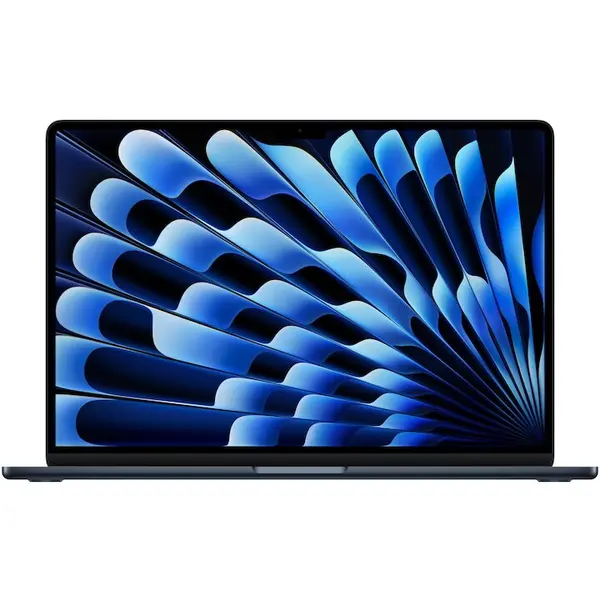 Apple Laptop Apple MacBook Air 15.3 cu procesor Apple M5, 10 nuclee CPU, 10 nuclee GPU, 32GB RAM, 1TB SSD, Negru, Tastatura internationala