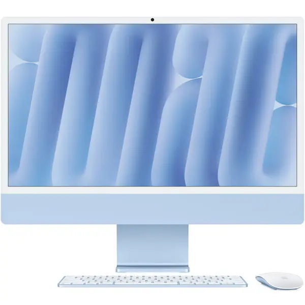 Apple Sistem desktop All In One, Apple iMAC 24 inch, Retina 4.5K, procesor Apple M4, 10 nuclee CPU, 10 nuclee GPU, 24GB RAM, 1TB SSD, Mac OS, Albastru