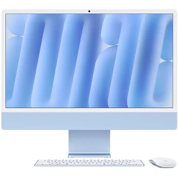 Apple Sistem Desktop PC iMac 24 (2024) cu procesor Apple M4, 10 nuclee CPU and 10 nuclee GPU, 24, Retina 4.5K, 16GB, 256GB SSD, Albastru