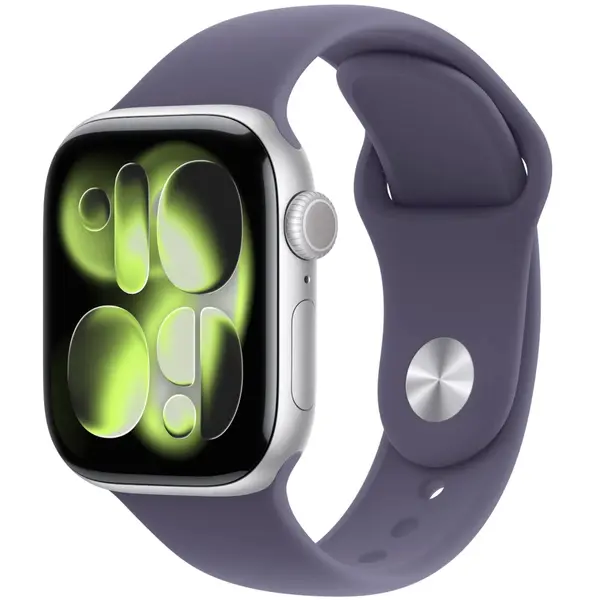 Apple Watch Series 11, GPS + Cellular, 42mm, Silver Aluminium Case, Purple Fog Sport Band, M/L