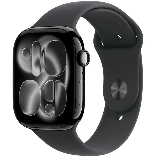 Apple Watch Series 11, GPS + Cellular, 46mm, Jet Black Aluminium Case, Black Sport Band, S/M