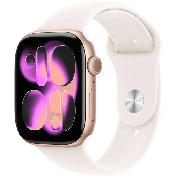 Apple Watch Series 11, GPS + Cellular, 46mm, Rose Gold Aluminium Case, Light Blush Sport Band, M/L